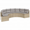 Sofa ogrodowa z poduszkami, półokrągła, beżowy rattan PE