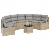 Sofa ogrodowa z poduszkami, półokrągła, beżowy rattan PE