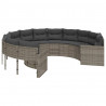 Sofa ogrodowa z poduszkami, okrągła, szary rattan PE