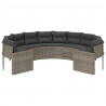 Sofa ogrodowa z poduszkami, okrągła, szary rattan PE