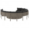 Sofa ogrodowa z poduszkami, okrągła, szary rattan PE