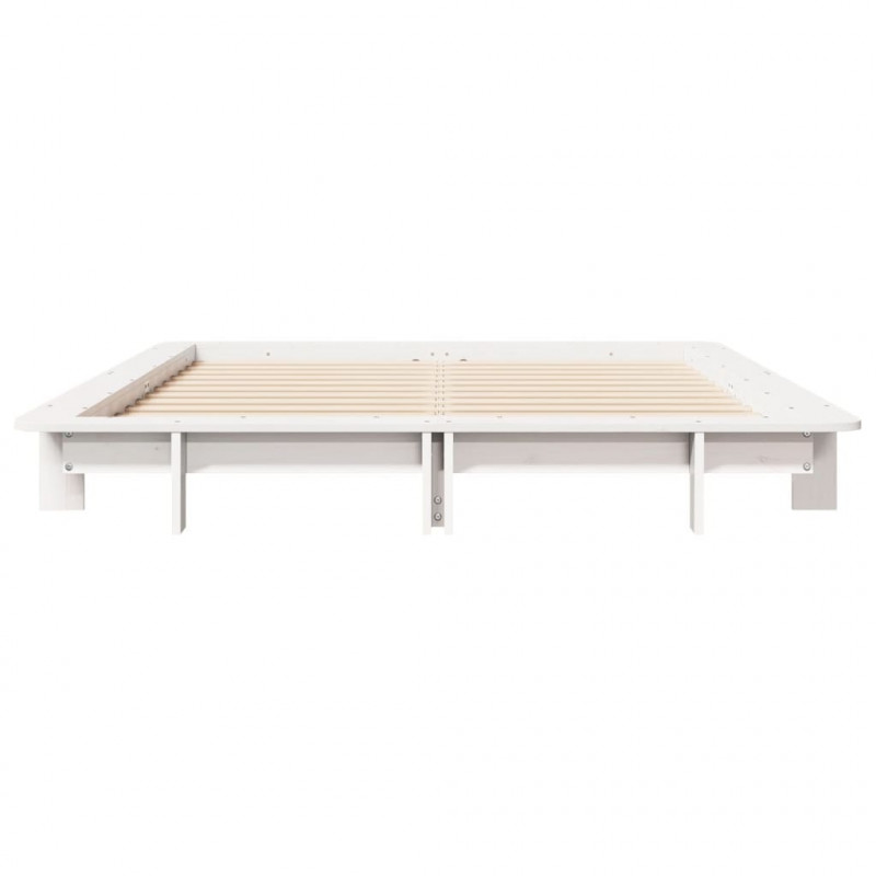 Rama łóżka bez materaca, biała, 135x190 cm, lite drewno sosnowe