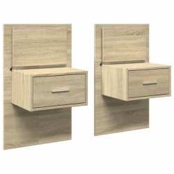 Wiszące szafki nocne z LED, 2 szt., dąb sonoma