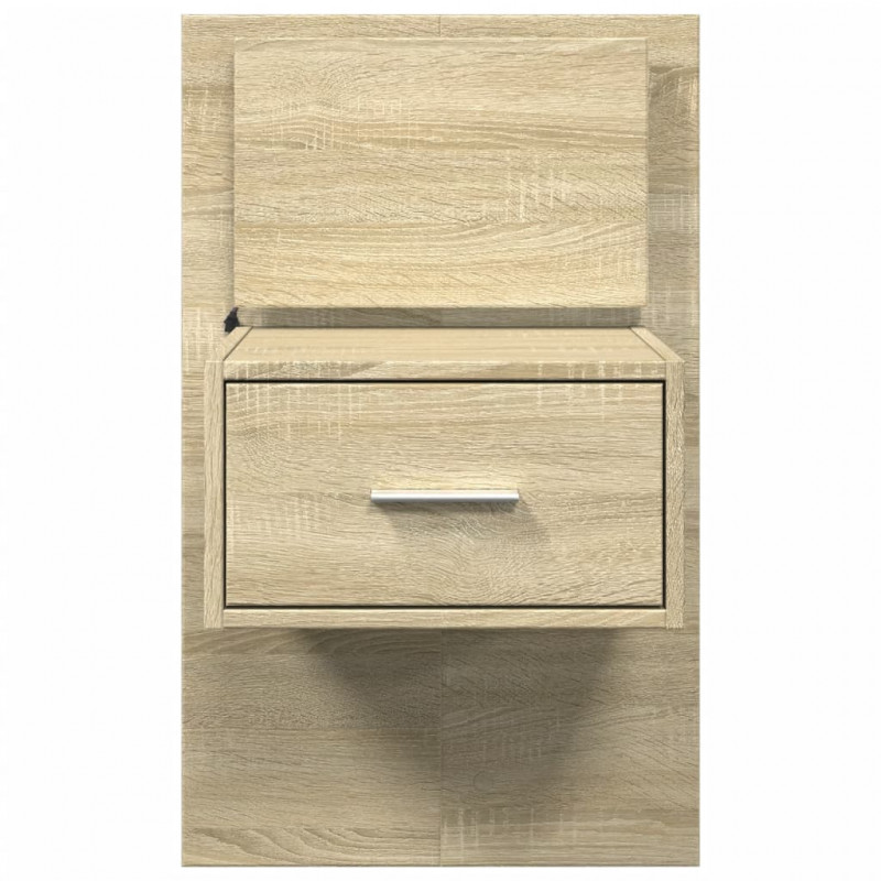Wiszące szafki nocne z LED, 2 szt., dąb sonoma