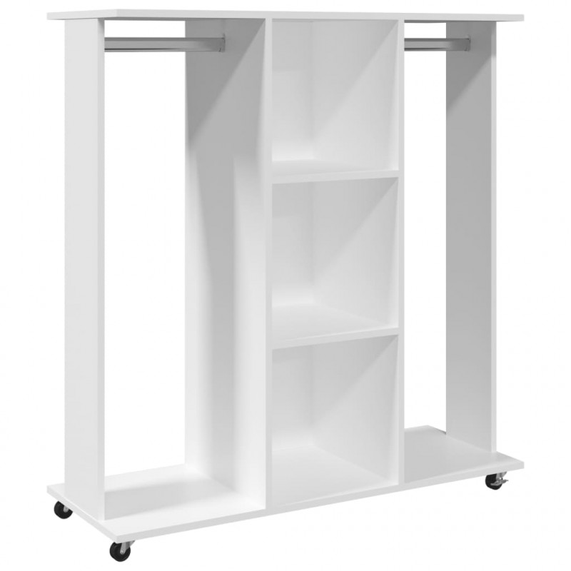 Szafa na kółkach, biała, 102x38x110 cm, materiał drewnopochodny