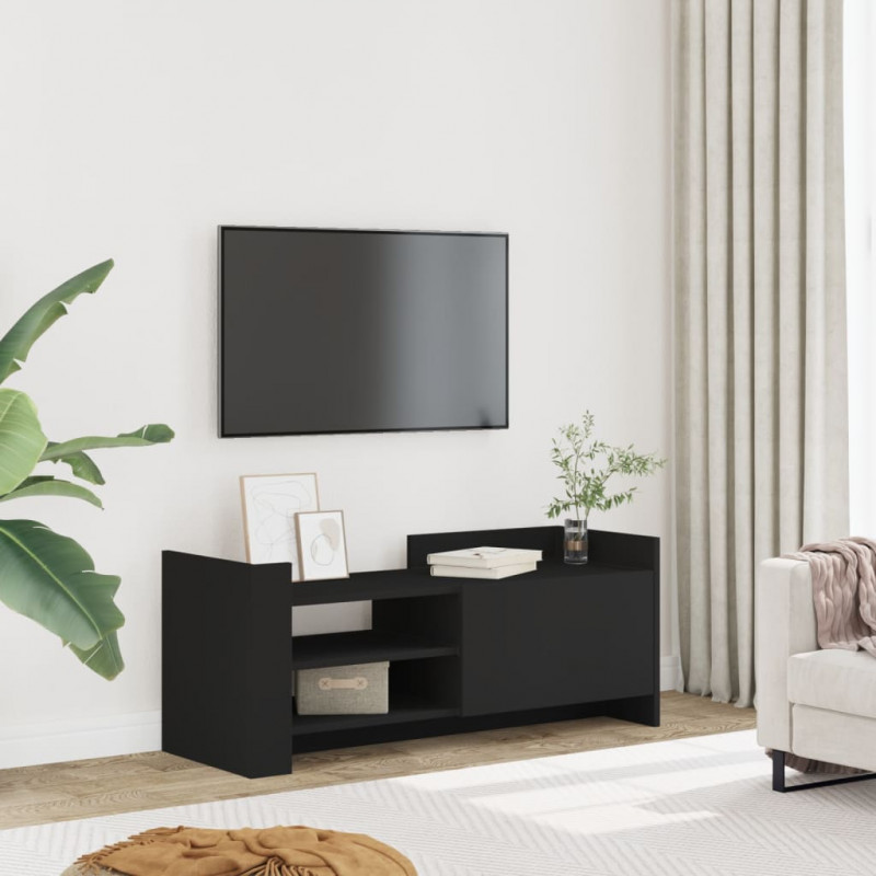 Szafka pod TV, czarna, 100x35x40 cm, materiał drewnopochodny