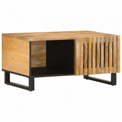 Stolik kawowy, 80x51x40 cm, surowe lite drewno mango