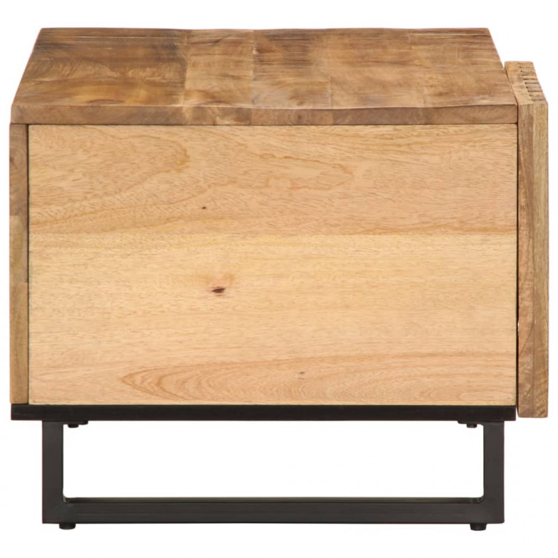 Stolik kawowy, 80x51x40 cm, surowe lite drewno mango
