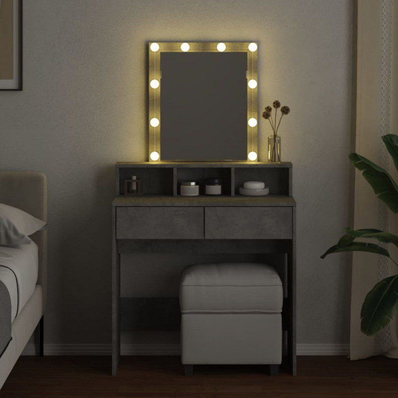 Toaletka z oświetleniem LED, szarość betonu, 80x41x144,5 cm