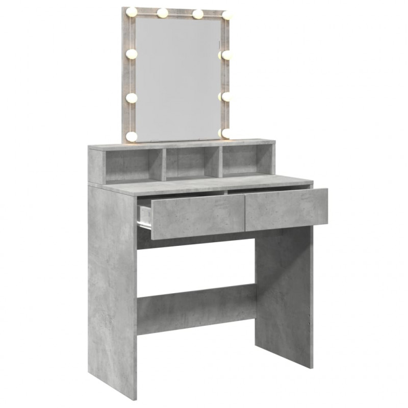 Toaletka z oświetleniem LED, szarość betonu, 80x41x144,5 cm