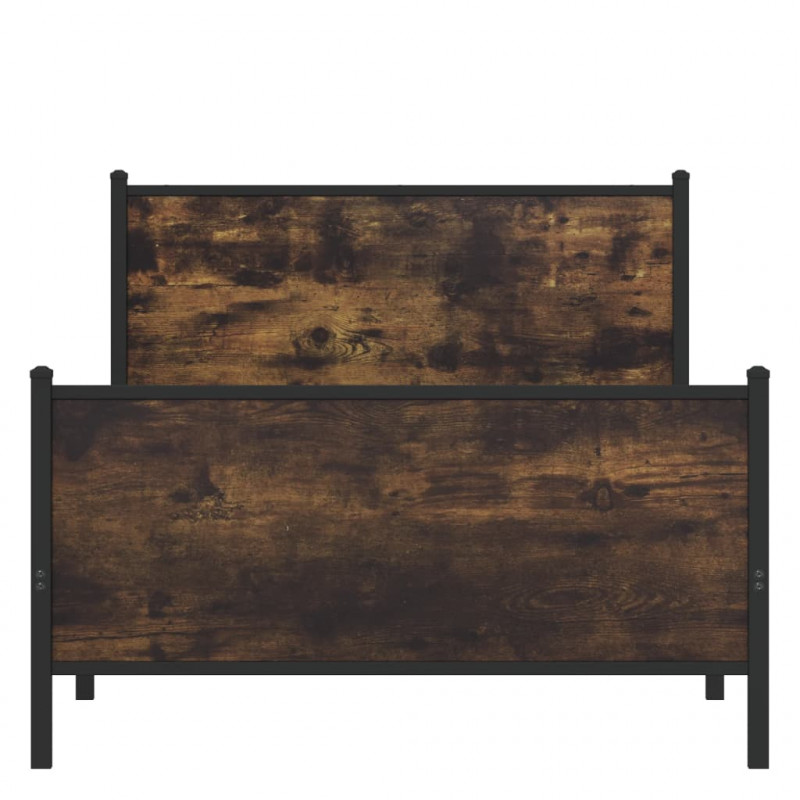 Metalowa rama łóżka, bez materaca, przydymiony dąb, 100x200 cm