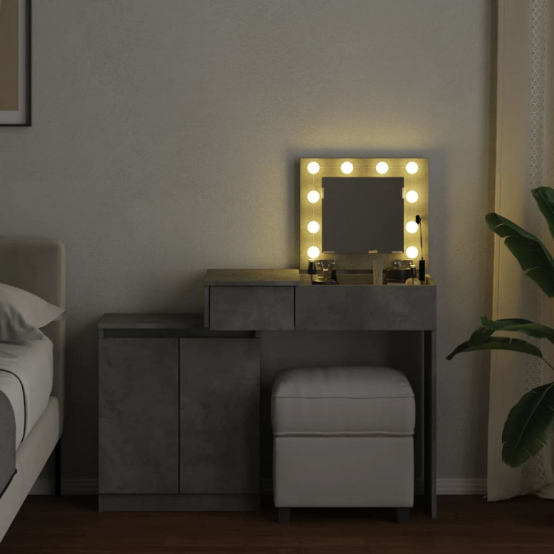Toaletka z oświetleniem LED, szarość betonu, 115x37x110,5 cm