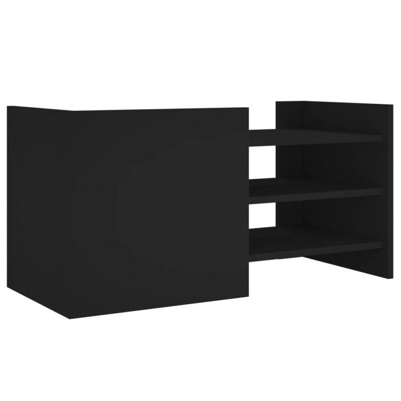 Szafka pod TV, czarna, 80x35x40 cm, materiał drewnopochodny