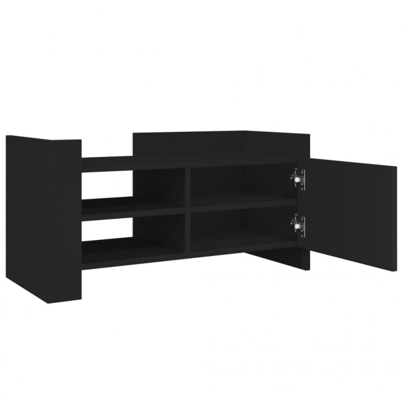 Szafka pod TV, czarna, 80x35x40 cm, materiał drewnopochodny