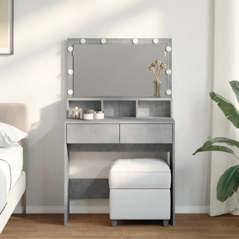 Toaletka z oświetleniem LED, szarość betonu, 80x41x134,5 cm