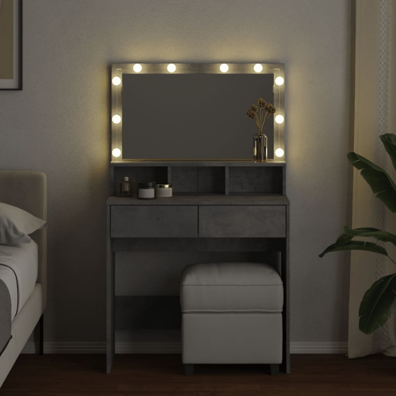 Toaletka z oświetleniem LED, szarość betonu, 80x41x134,5 cm