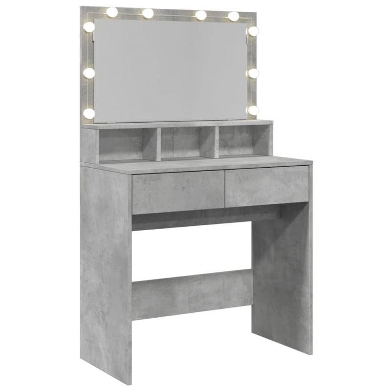 Toaletka z oświetleniem LED, szarość betonu, 80x41x134,5 cm