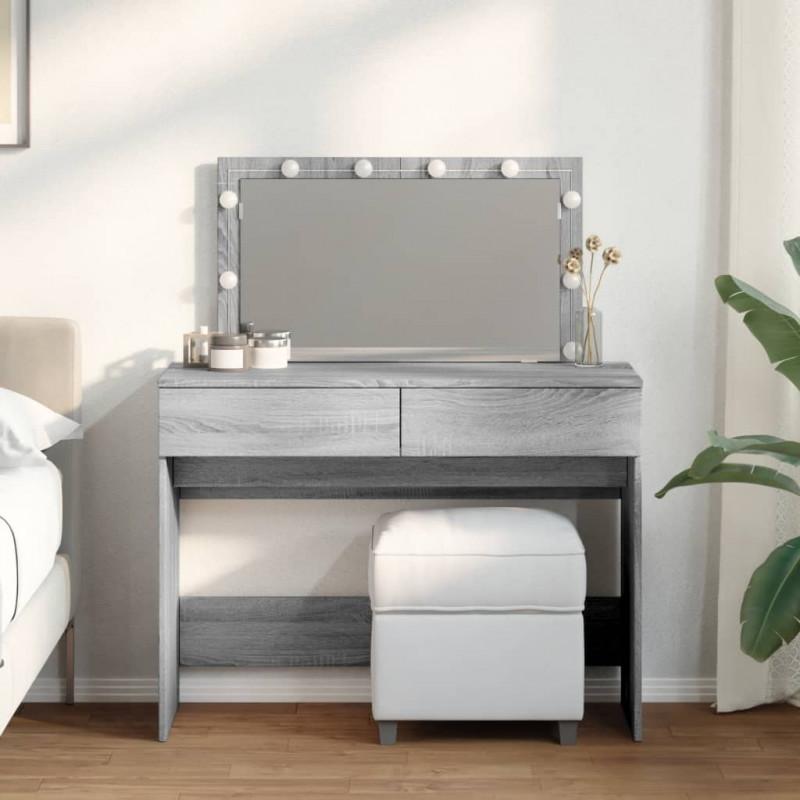 Toaletka z oświetleniem LED, szary dąb sonoma, 100x40x120 cm
