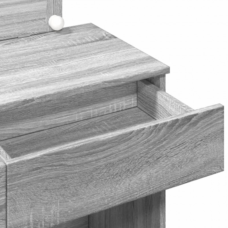 Toaletka z oświetleniem LED, szary dąb sonoma, 100x40x120 cm