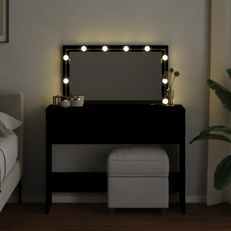 Toaletka z oświetleniem LED, czarna, 100x40x120 cm