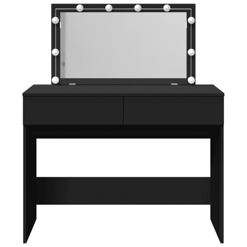 Toaletka z oświetleniem LED, czarna, 100x40x120 cm
