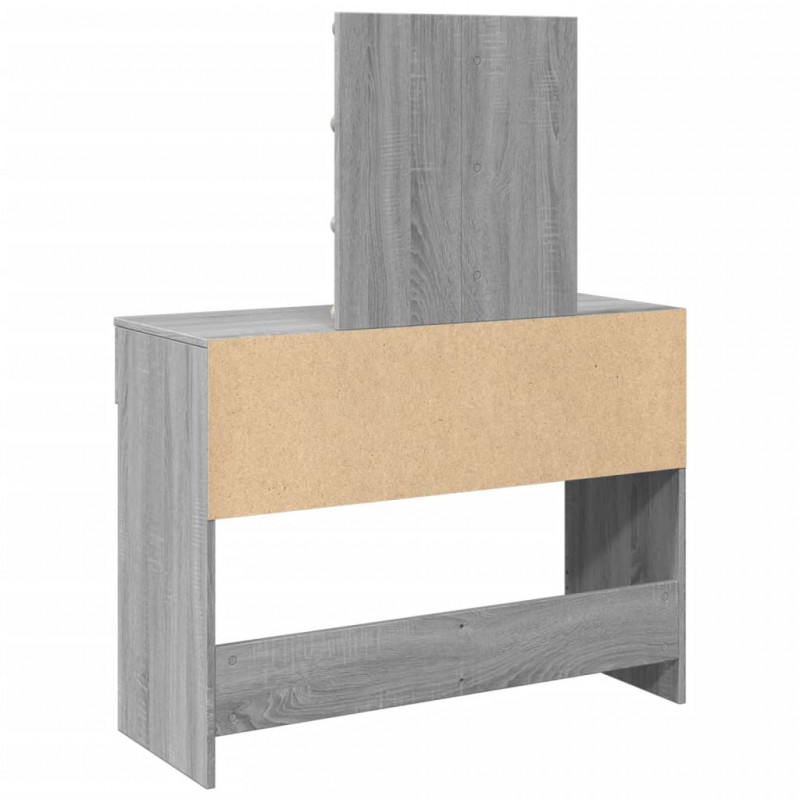 Toaletka z oświetleniem LED, szary dąb sonoma, 100x40x130 cm