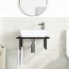 Półka ścienna pod umywalkę, stal i lite drewno dębowe