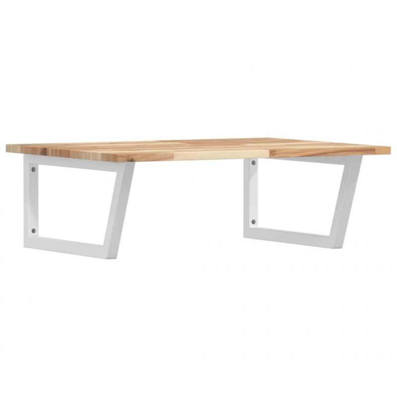 Półka ścienna pod umywalkę, stal i lite drewno akacjowe