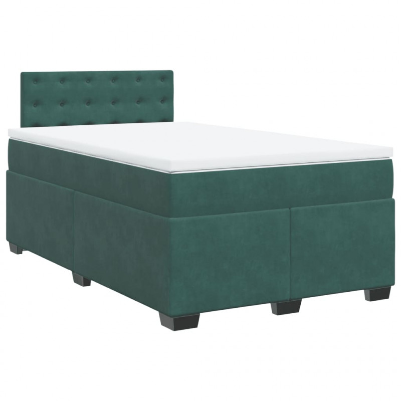 Łóżko kontynentalne z materacem, ciemnozielone, 120x190 cm
