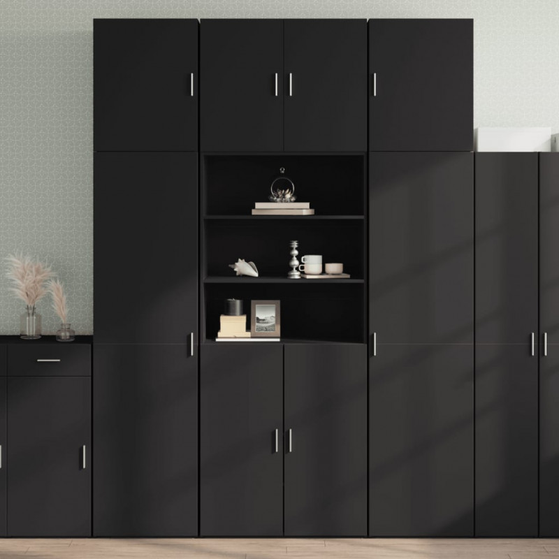 Wysoka szafka, czarna, 80x42,5x249 cm, materiał drewnopochodny