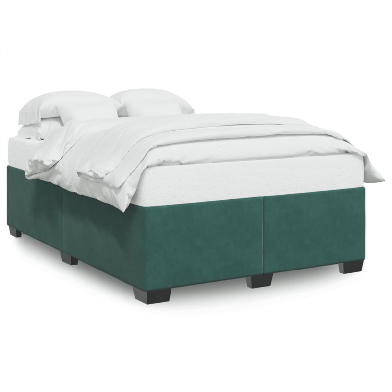 Rama łóżka bez materaca, ciemnozielone, 140x190 cm, aksamit