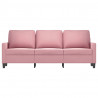 Sofa 3-osobowa, różowa, 180 cm, obita aksamitem