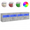 Ścienne szafki TV z LED, 2 szt., szarość betonu, 80x30x40 cm