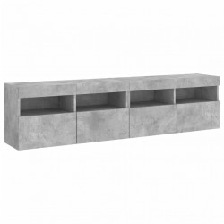 Ścienne szafki TV z LED, 2 szt., szarość betonu, 80x30x40 cm