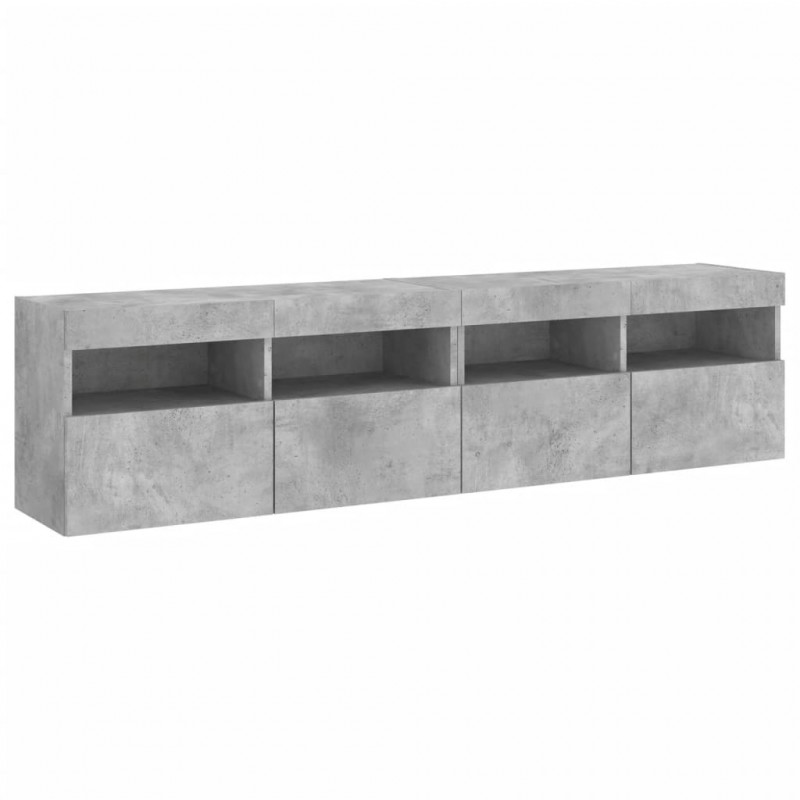 Ścienne szafki TV z LED, 2 szt., szarość betonu, 80x30x40 cm