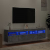 Ścienne szafki TV z LED, 2 szt., szarość betonu, 80x30x40 cm