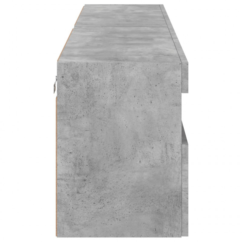 Ścienne szafki TV z LED, 2 szt., szarość betonu, 80x30x40 cm