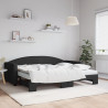 Sofa rozsuwana z materacami, czarna, 90x200 cm, tkanina