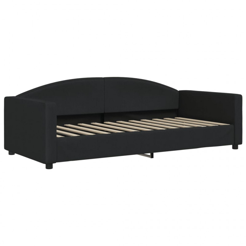 Sofa rozsuwana z materacami, czarna, 90x200 cm, tkanina