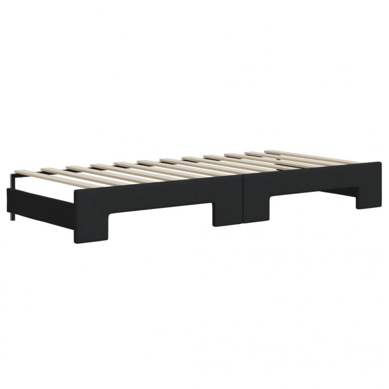Sofa rozsuwana z materacami, czarna, 90x200 cm, tkanina