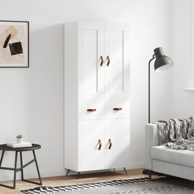 Witrynka biała połysk 69,5x34x180 cm materiał drewnopochodny