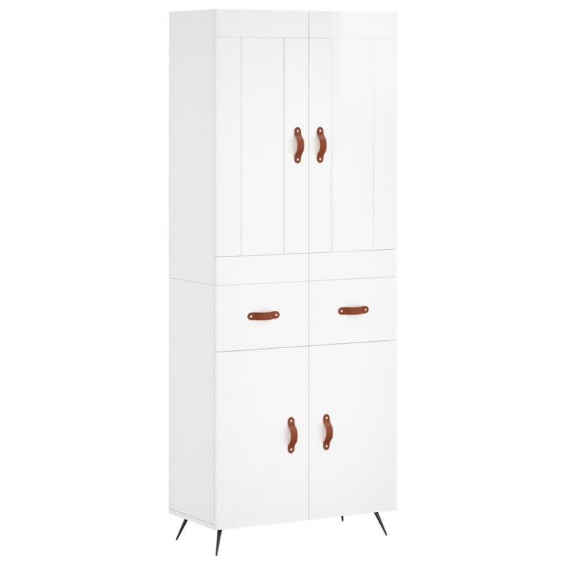 Witrynka biała połysk 69,5x34x180 cm materiał drewnopochodny