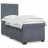 Łóżko kontynentalne z materacem, ciemnoszary aksamit, 90x200 cm