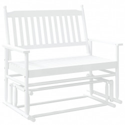 Ławka bujana, biała, 118x70x104,5 cm, lite drewno topolowe