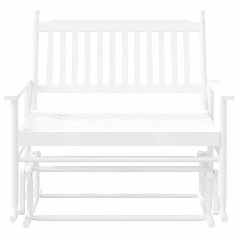Ławka bujana, biała, 118x70x104,5 cm, lite drewno topolowe