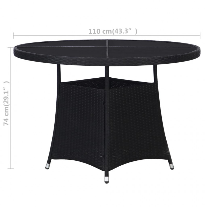 Stół ogrodowy, czarny, Ø110x74 cm, rattan PE