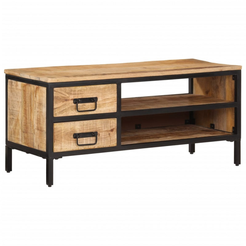 Szafka pod TV, 90x35x40 cm, surowe lite drewno mango