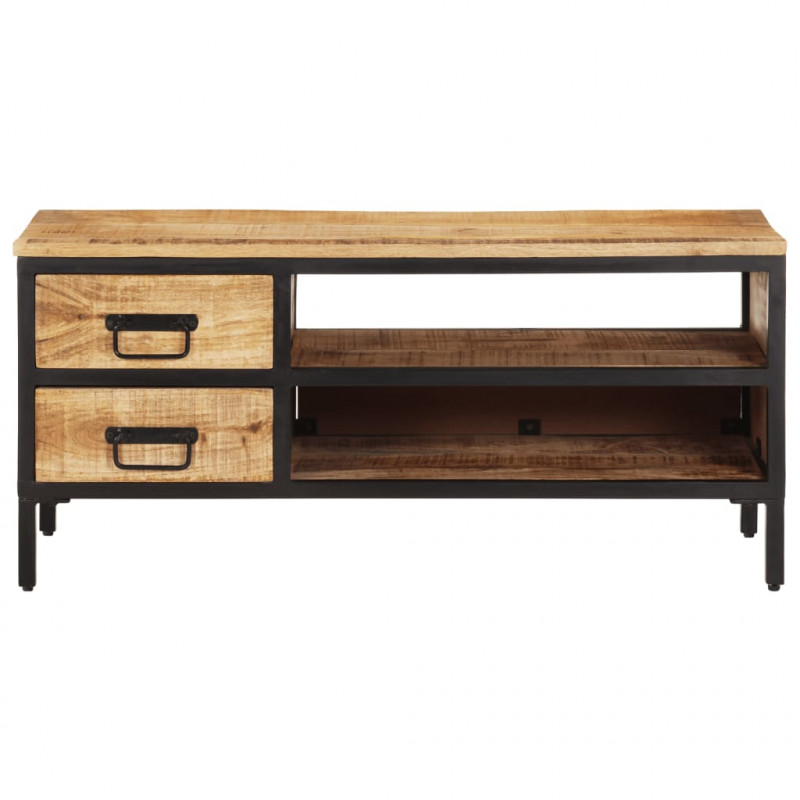 Szafka pod TV, 90x35x40 cm, surowe lite drewno mango