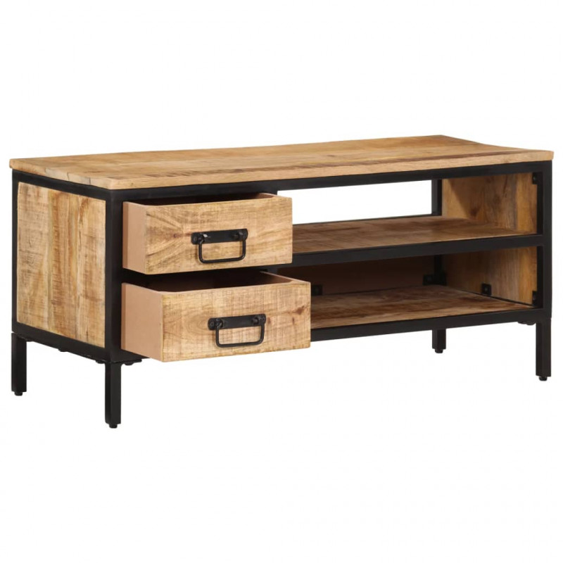 Szafka pod TV, 90x35x40 cm, surowe lite drewno mango