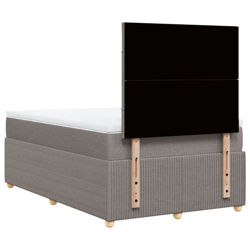 Łóżko kontynentalne z materacem, taupe, tkanina, 120x200 cm